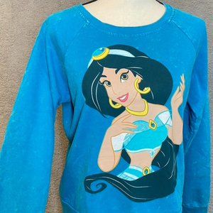 Disney | Tops | Disney Princess Jasmine Sweatshirt Size Small Turquoise  Blue Top | Poshmark